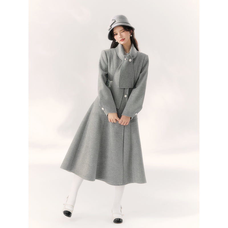 Gray Embroidered Classical Coat