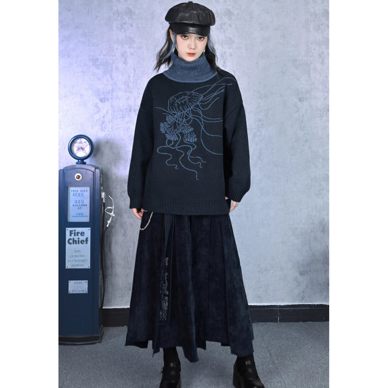 海月の挿絵タートルネックセーター