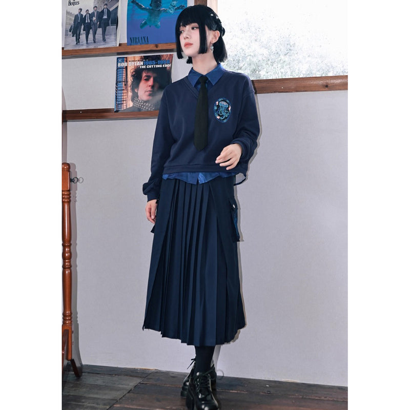 海月の刺繍ワークプリーツスカート
