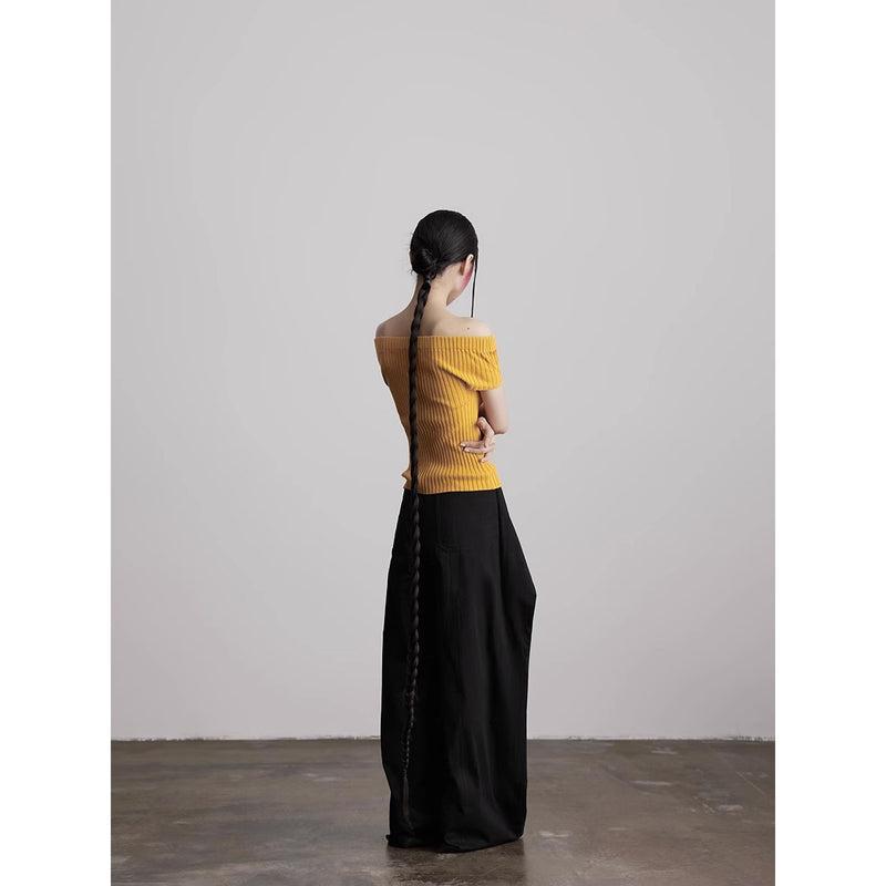 Chinese Knot Black Wide Pants