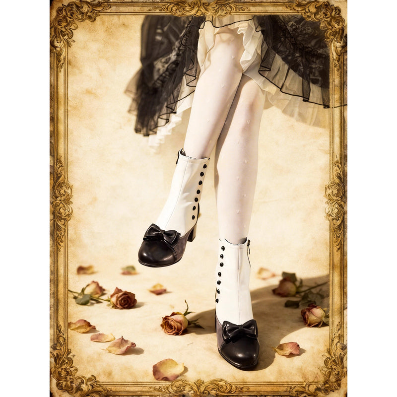 Ribbon Victorian Button Short Boots[2026年2月下旬-3月下旬発送予定]