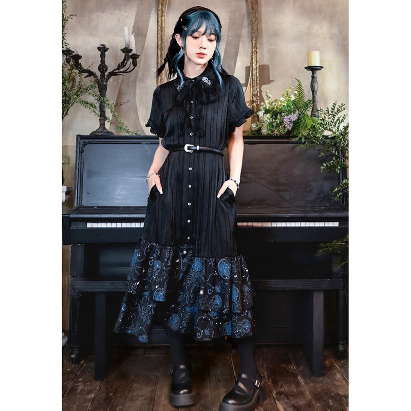 青藍の海月のシャツワンピース