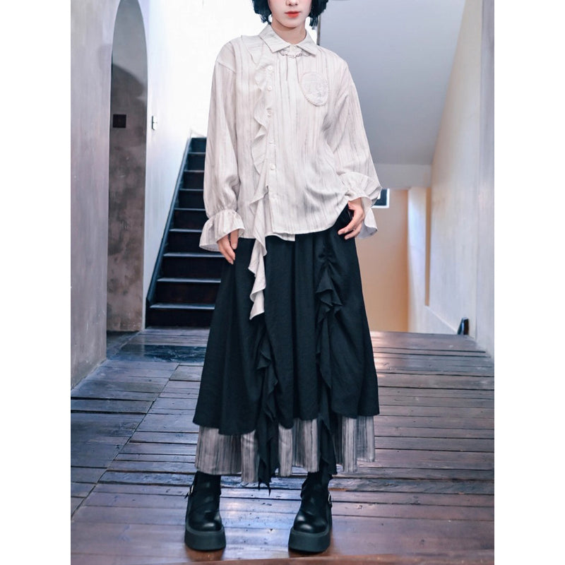 黒墨の陰影ドッキングスカート