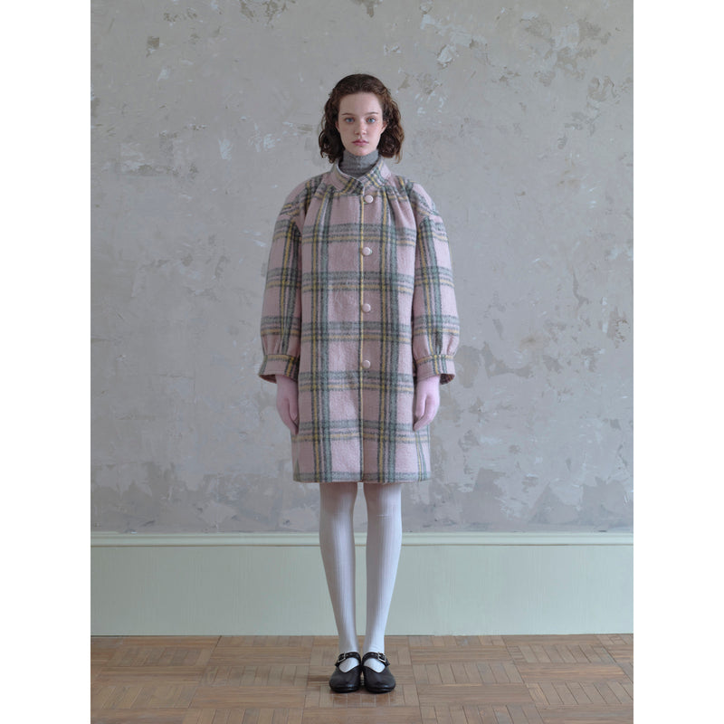 Pink Plaid Wool Retro Coat