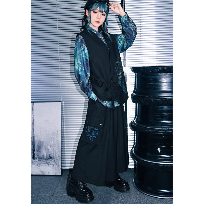 海月の刺繍ドレープワイドパンツ