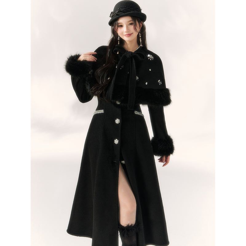 Elegant Embroidered Classical Cape Coat