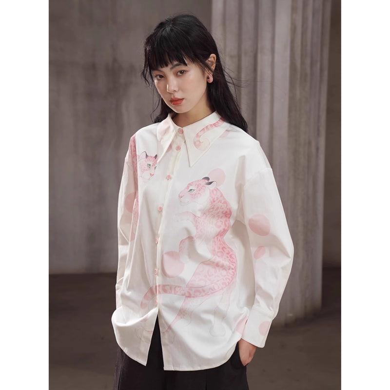 豹の挿絵ブラウス