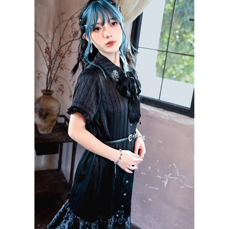 青藍の海月のシャツワンピース