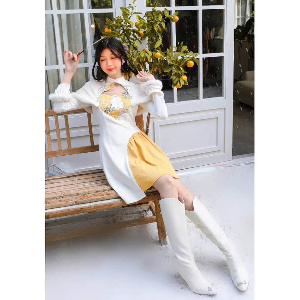 お月見うさぎの刺繍チャイナワンピース – ManusMachina