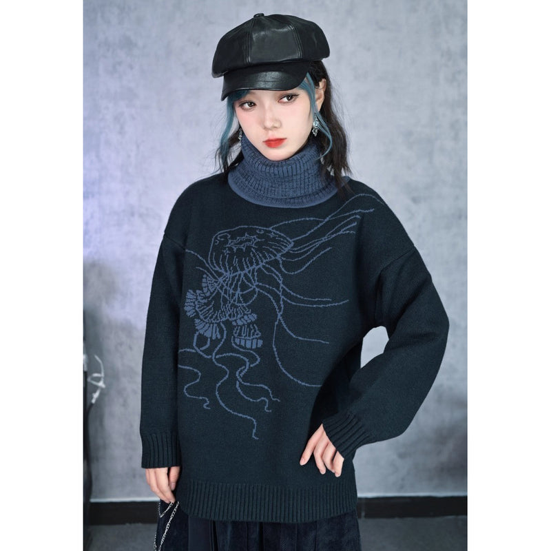 海月の挿絵タートルネックセーター