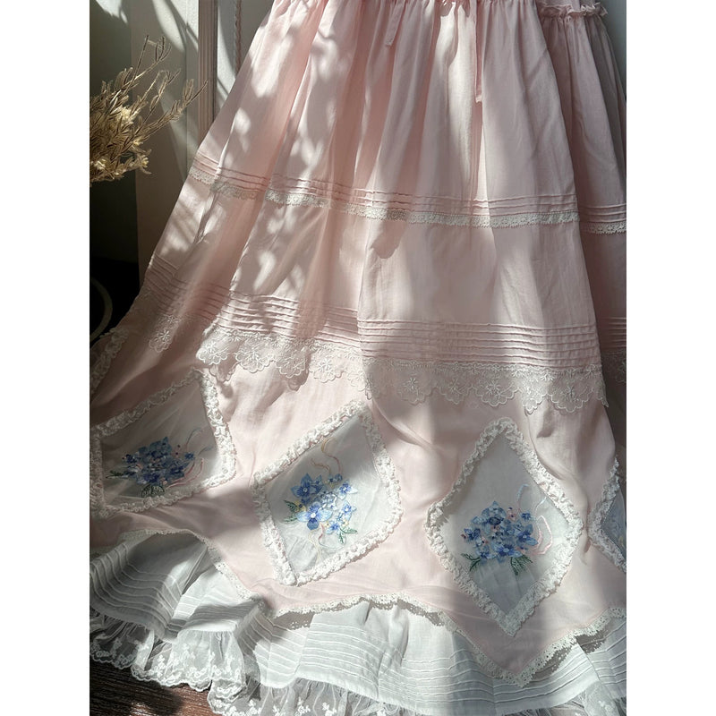 紫陽花の花の刺繍ジャンパースカート - Sakura Pink – ManusMachina