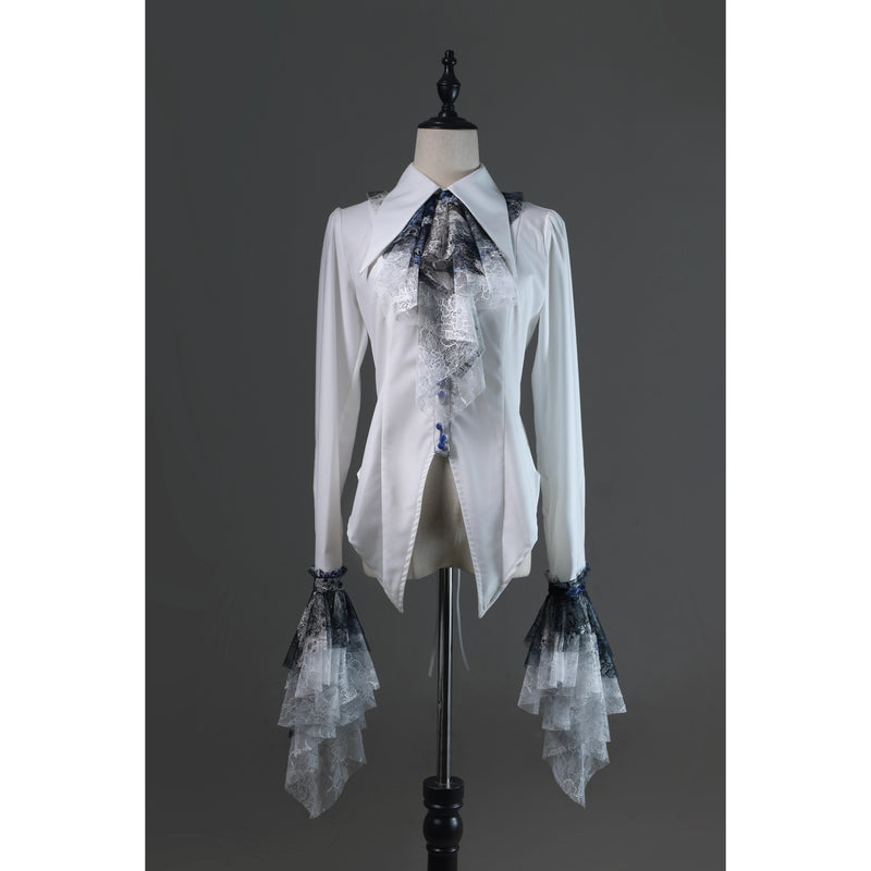 血塗れのお嬢様のレースアップブラウス - Dark Blue[2026年2月下旬-3月下旬発送予定]