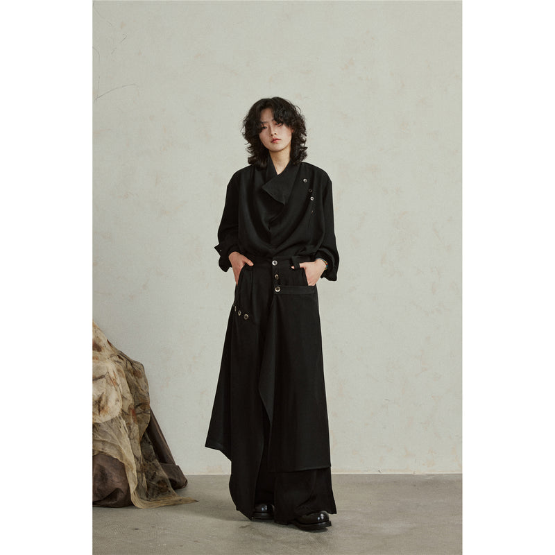 Black Asymmetric Layered Pants