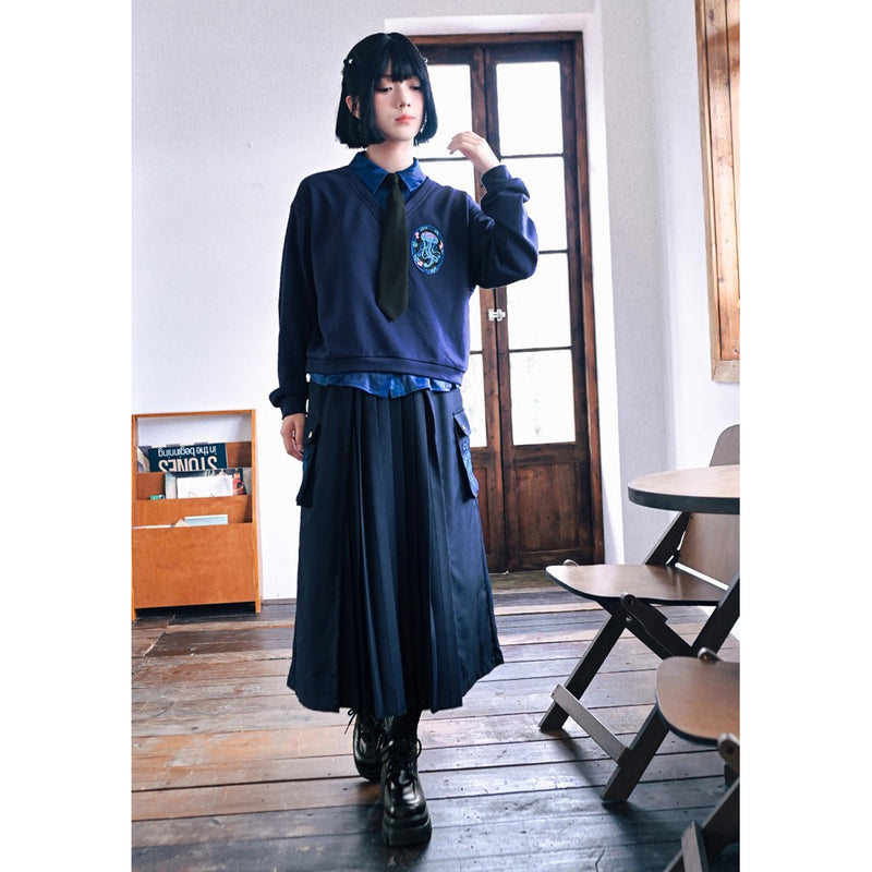 海月の刺繍ドッキングトップス