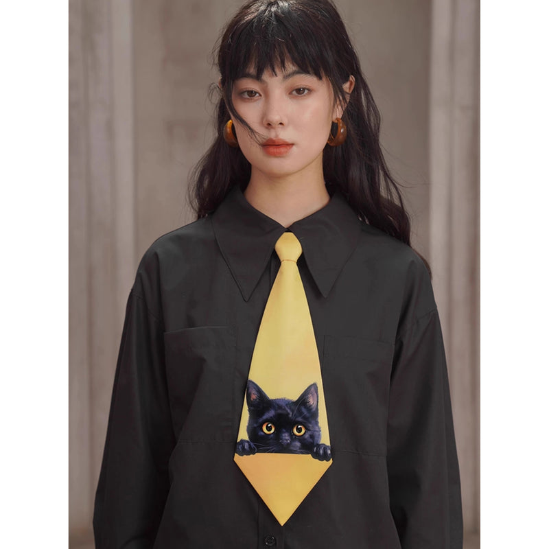 黒猫の挿絵ネクタイ