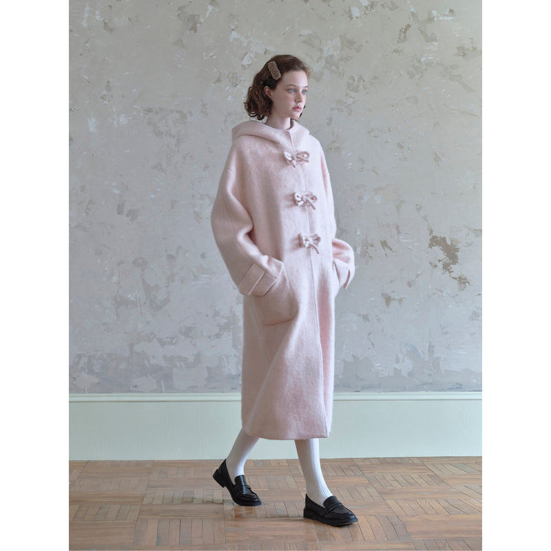 Long Wool Coat in Cherry Blossom Pink