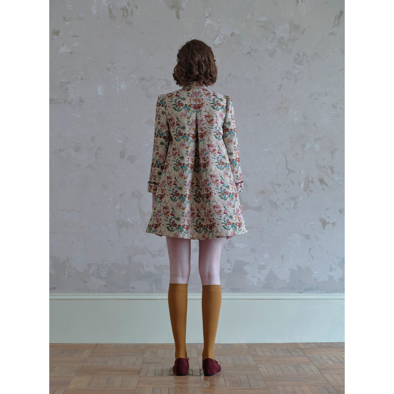 Floral Jacquard Retro Pleated Jacket