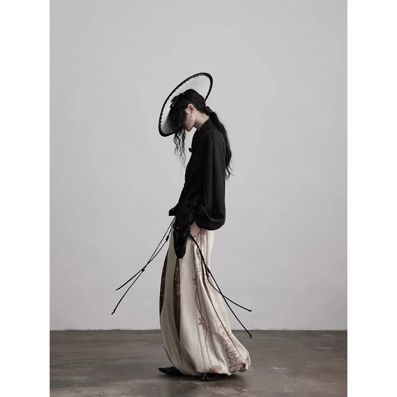 Openwork Floral Drawstring Blouse