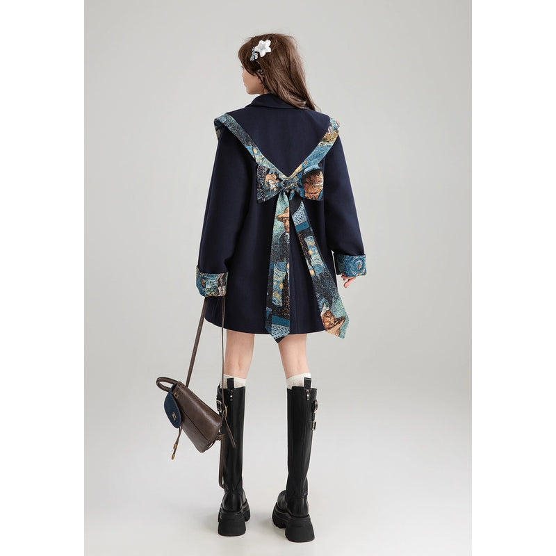 西洋油彩画のリボンダブルブレストコート
