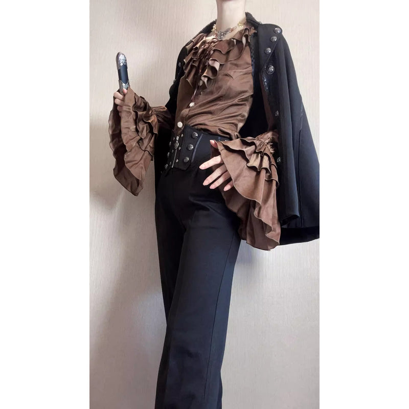 男爵令嬢のヴィクトリアンブラウス - Brown[2026年2月中旬-3月中旬発送予定]