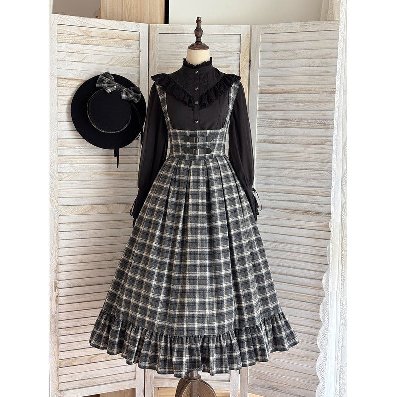 伯爵令嬢のジャンパースカートとケープ - Black Check[2026年2月上旬-3月下旬発送予定]