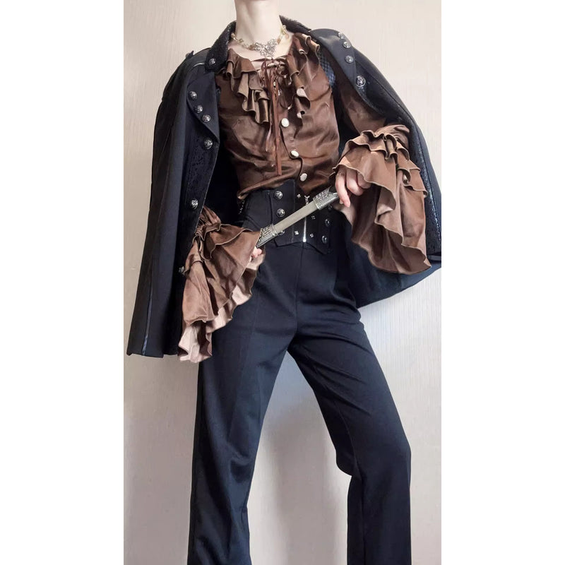 男爵令嬢のヴィクトリアンブラウス - Brown[2026年2月中旬-3月中旬発送予定]