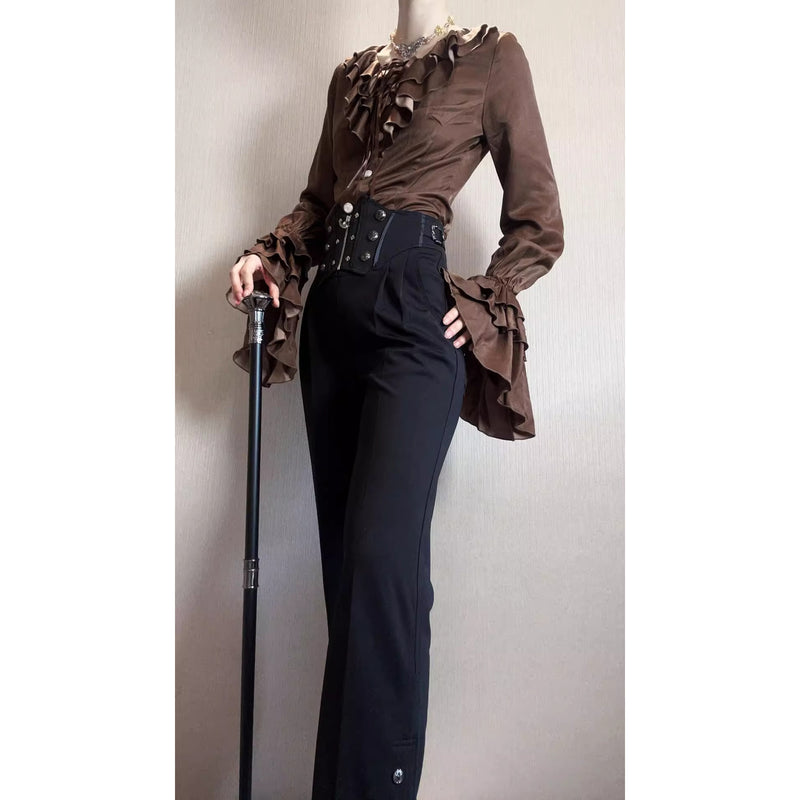 男爵令嬢のヴィクトリアンブラウス - Brown[2026年2月中旬-3月中旬発送予定]