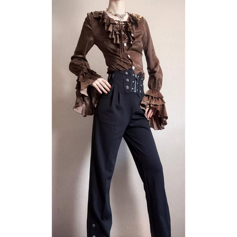 男爵令嬢のヴィクトリアンブラウス - Brown[2026年2月中旬-3月中旬発送予定]