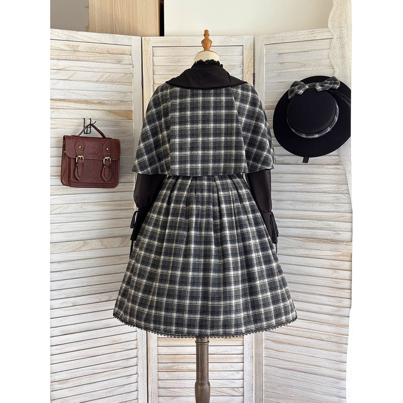 伯爵令嬢のジャンパースカートとケープ - Black Check[2026年2月上旬-3月下旬発送予定]