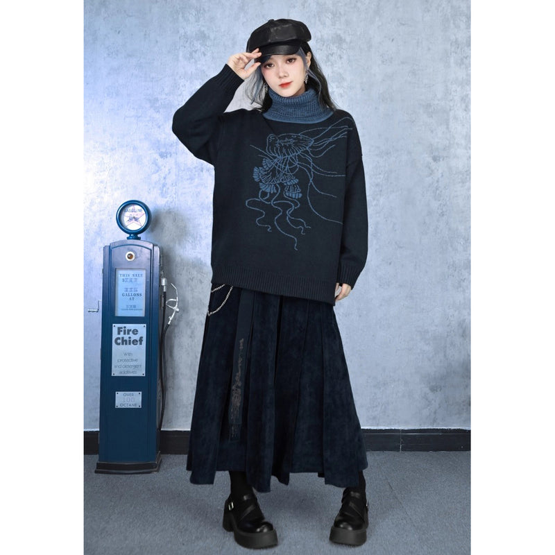 海月の挿絵タートルネックセーター