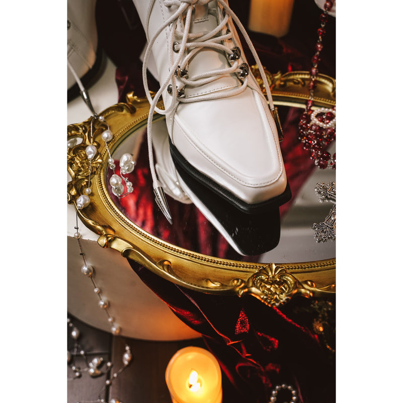 Vampire Lace-up Heeled Shoes - White[2025年11月上旬-11月下旬発送予定]