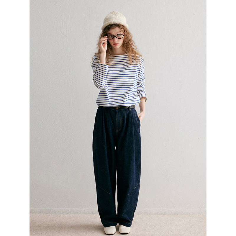 Dark Blue Cocoon Denim Pants