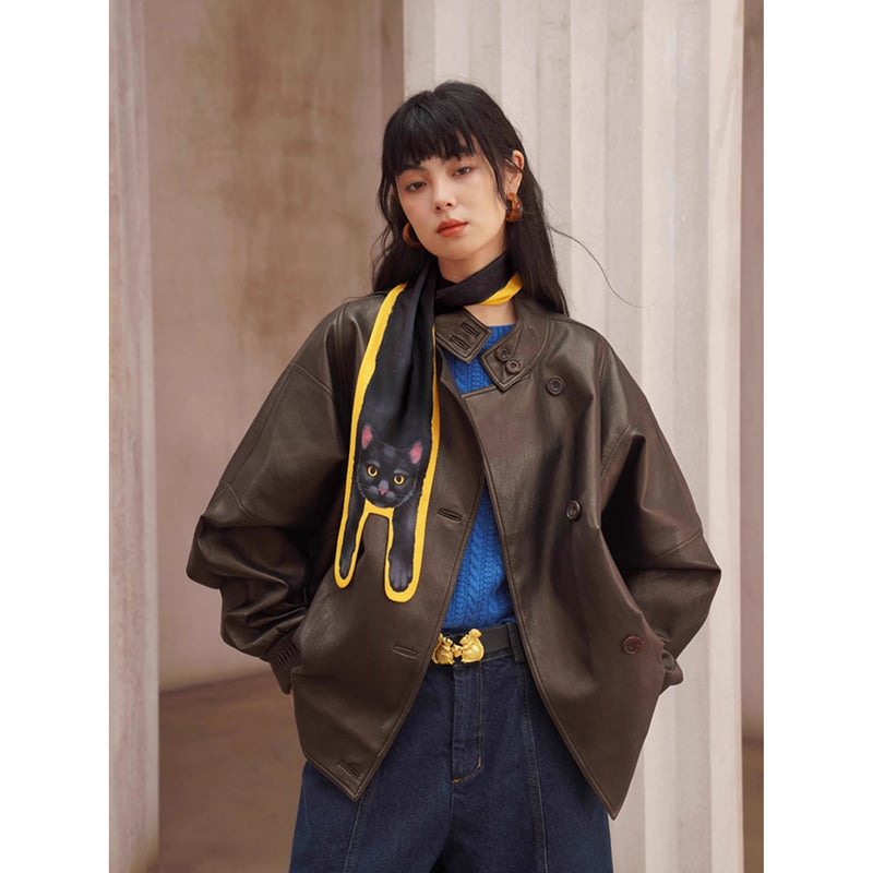 黒猫の挿絵マフラー