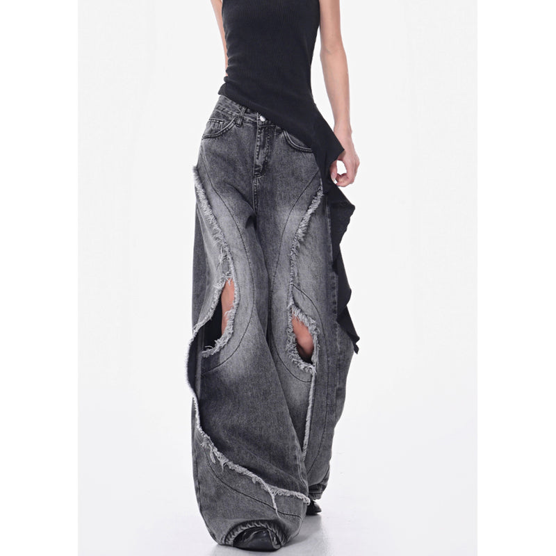 Distressed Wide Denim Pants