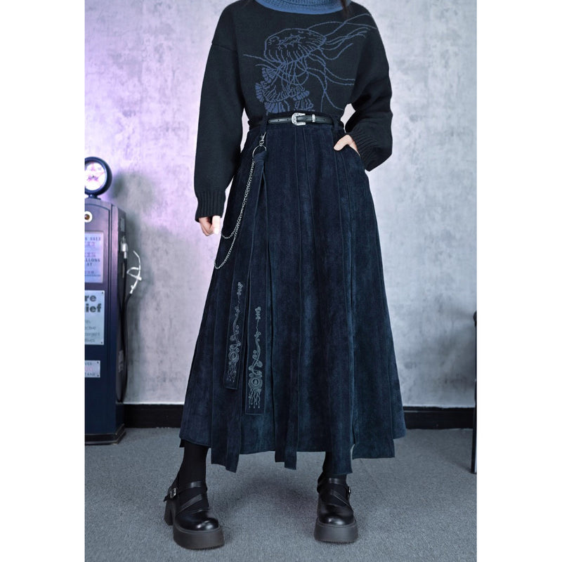 海月の刺繍リボンパネルスカート