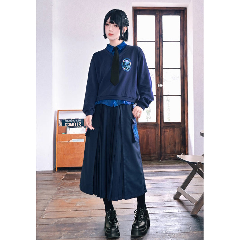 海月の刺繍ワークプリーツスカート