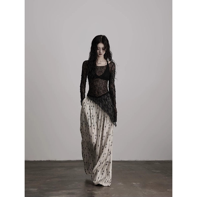 Openwork Black Lace Top