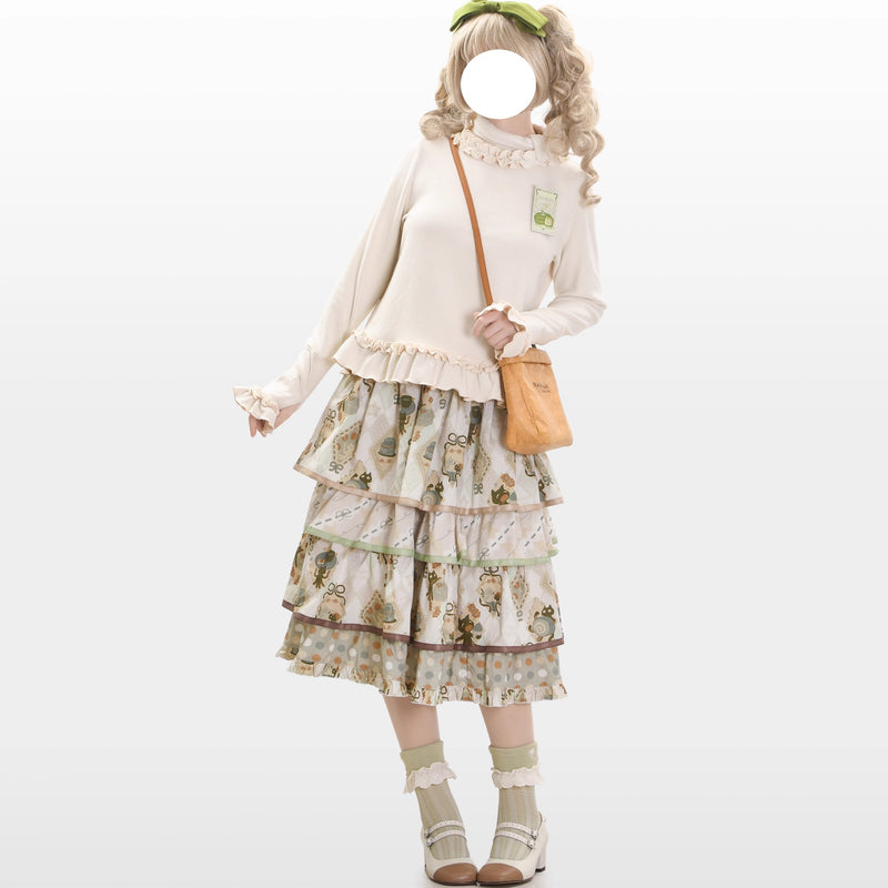 Afternoon Tea Time Cat Embroidered Knit Top[2026年1月上旬-1月下旬発送予定]