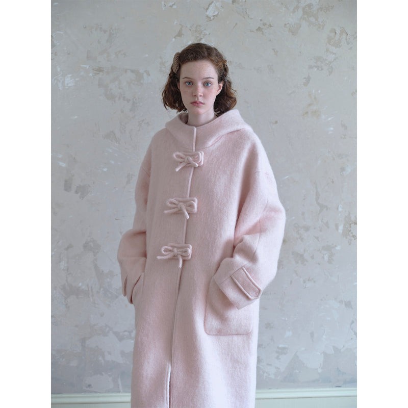 Long Wool Coat in Cherry Blossom Pink