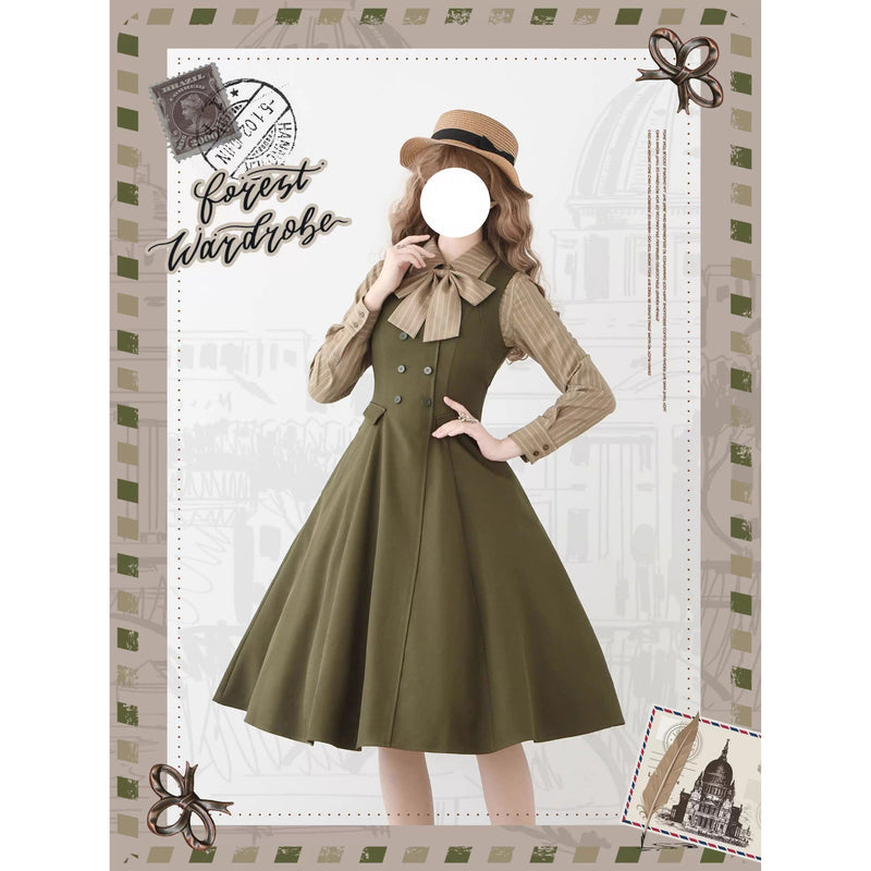 英国のお嬢様のブリティッシュジャンパースカート - Moss Green