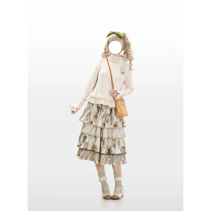 Afternoon Tea Time Cat Tiered Strap Skirt[2026年1月上旬-1月下旬発送予定]