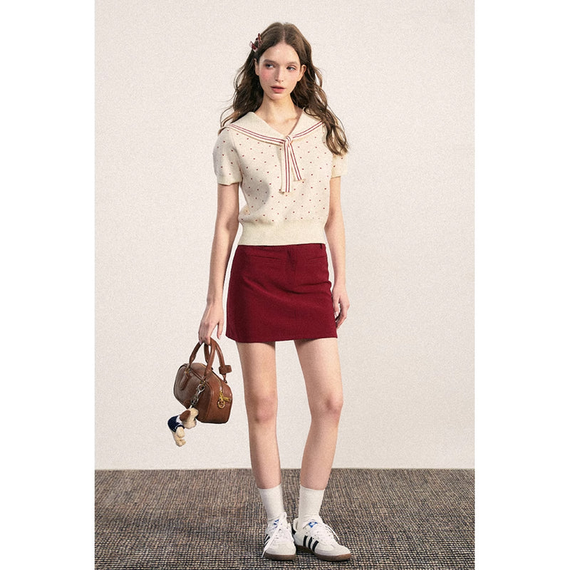 Heart Dot Sailor Knit Top