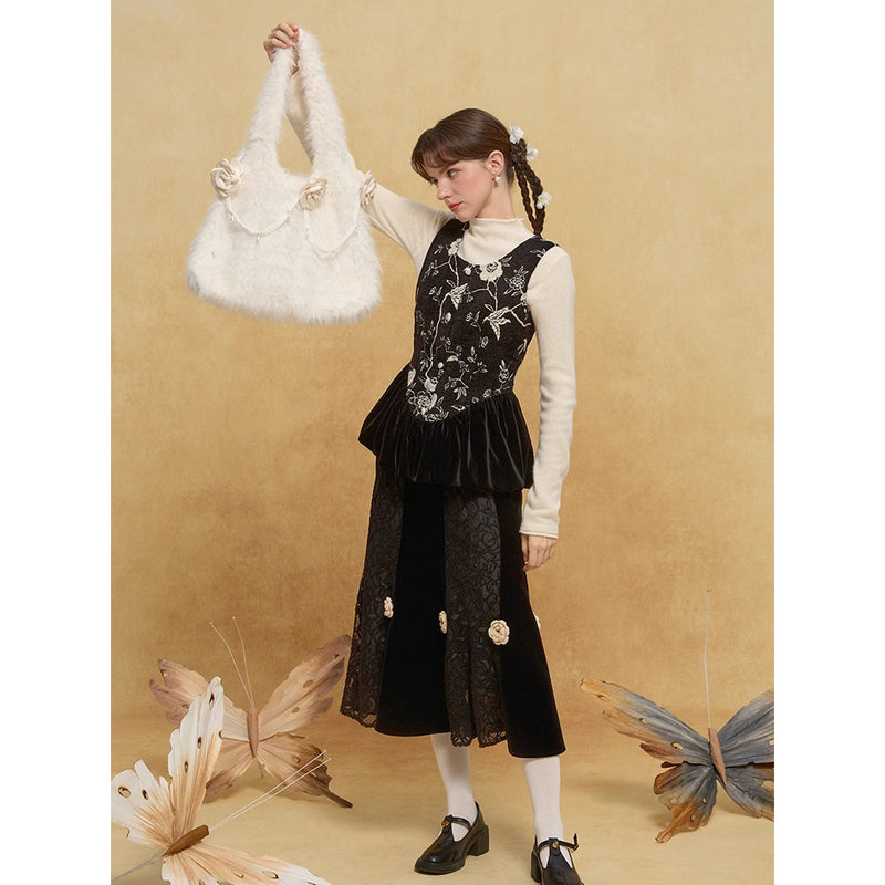 椿の花のファートートバッグ - Off White