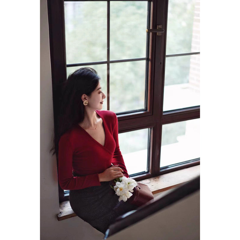 巴里貴婦人レトロニットトップス