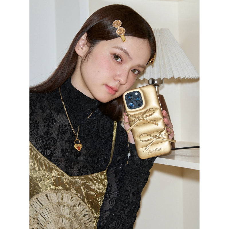Girly Ribbon iPhone Case - Gold