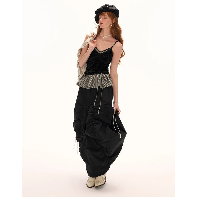 Layered Striped Lace Camisole Top