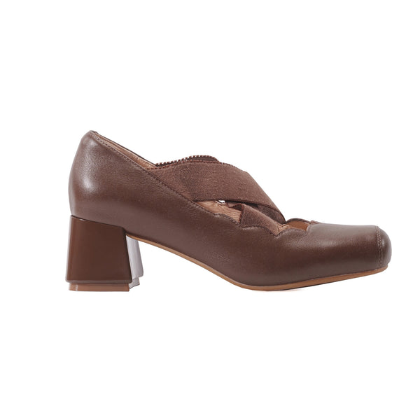 Releve Cross Strap Heel Pumps - Wood Brown[2026年2月上旬-3月上旬発送予定]