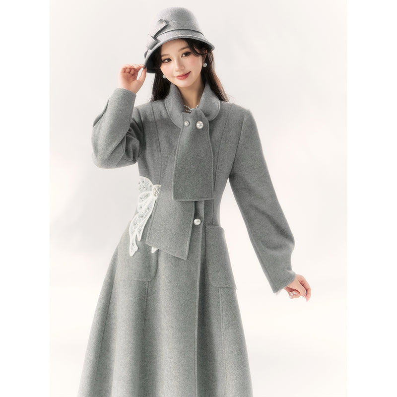 Gray Embroidered Classical Coat