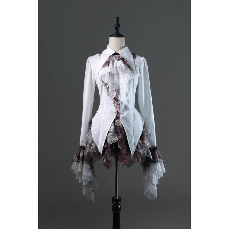 血塗れのお嬢様のレースアップブラウス - Dark Red[2026年2月下旬-3月下旬発送予定]