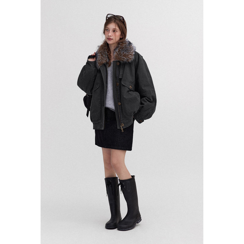 Oversized Retro Fur Work Jacket